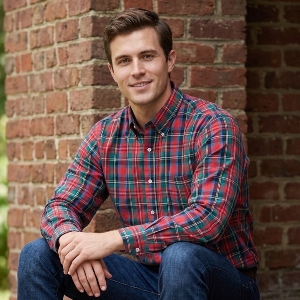 McGregor Bagpiper Mens‎ Large Plaid Button Down Shirt Red Green Blue Long Sleeve